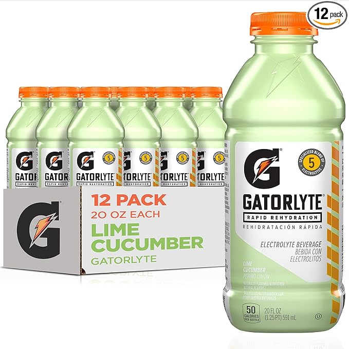 Gatorade Rapid Rehydration Electrolyte Beverage, Lime Cucumber, 20oz Bottles (12 Pack)