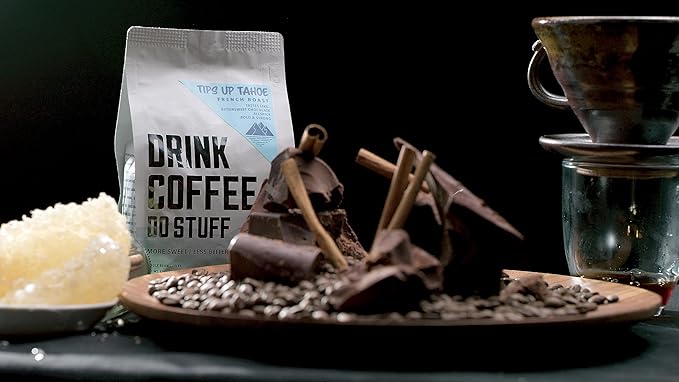 DRINK COFFEE DO STUFF, Tips Up Tahoe, Blend, Whole Bean, French Roast, Sweet, Chocolate, Caffeine