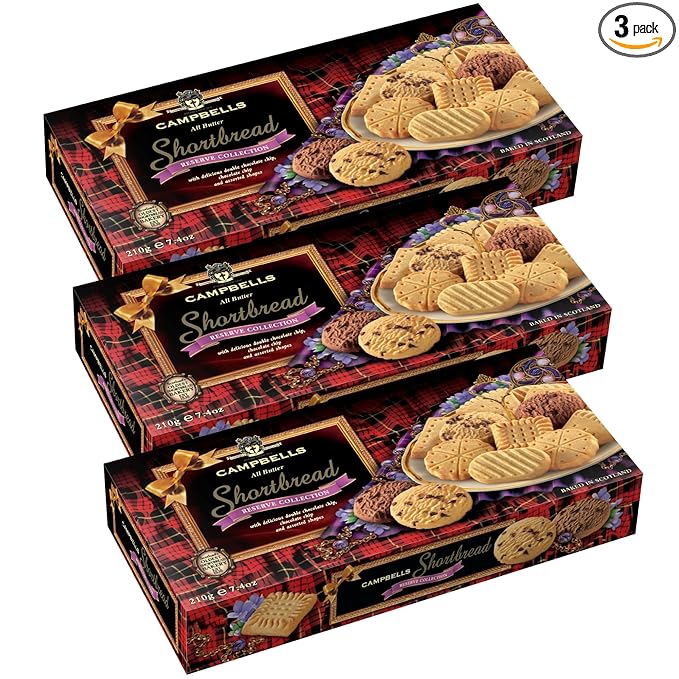 Campbells Shortbread Reserve Collection Carton 7.4 Oz (Pack of 3) - Scottish All-Butter Shortbread