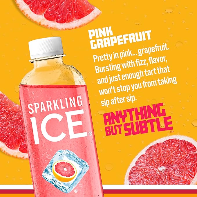 Sparkling Ice, Pink Grapefruit Sparkling Water, Zero Sugar Flavored Water, with Antioxidants and