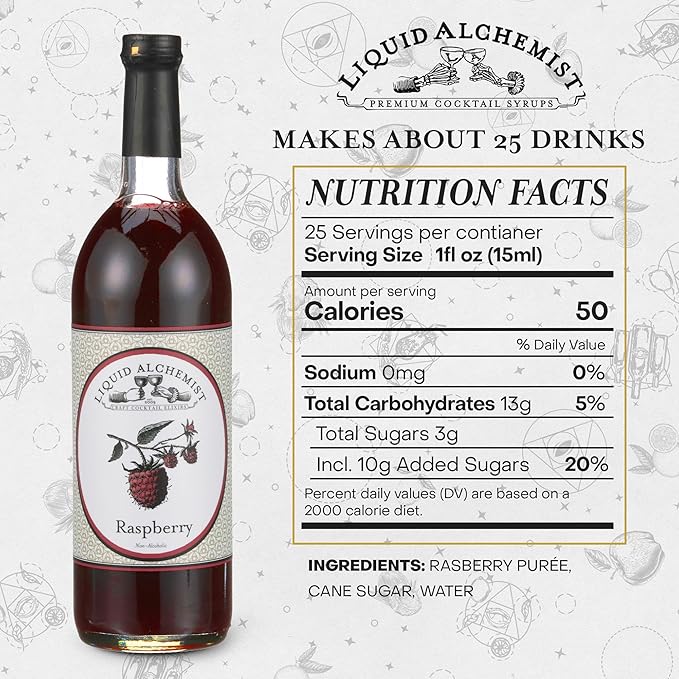 Liquid Alchemist Raspberry Syrup for Drinks - Real Ingredients Make our Raspberry Puree for Drinks