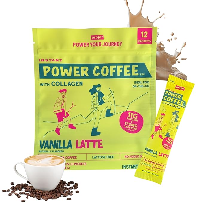Projo* Power Coffee – Instant Coffee with 11g Protein – Grass-Fed Hydrolyzed Bovine Collagen &