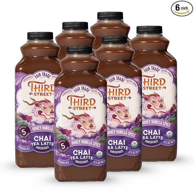 Third Street Inc. Organic Honey Vanilla Spice Chai Concentrated, 32 Fl. Oz., Chai Tea Latte
