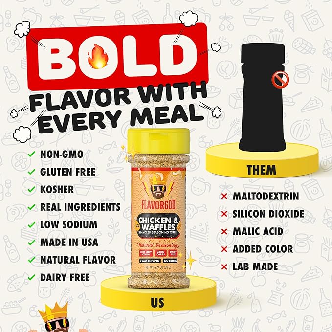 Chicken & Waffles Seasoning Topper Mix by Flavor God - Premium All Natural & Healthy Spice Blend