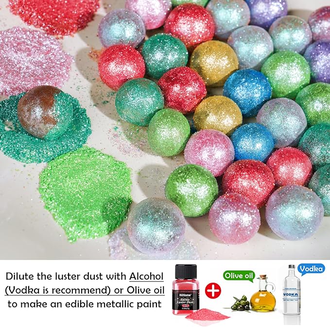 NiHome Edible Food-Grade Glimmer Powder Glitter Luster Dust Metallic Food Decorating Sprinkle