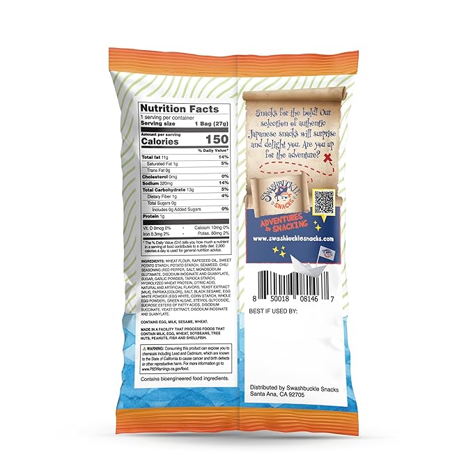 Japanese Tempura Seaweed Chips, Noriten ??Sriracha Flavor | 0.95oz x 5 Pack | Made in Japan by