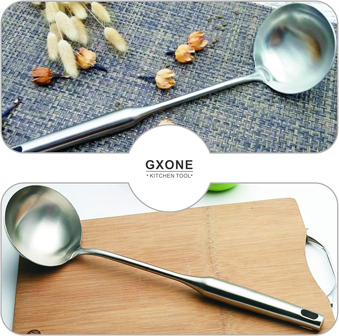 Soup Spoon Ladle,304 Stainless Steel Cooking Spoon Kitchen Tool For Wok With Hollow Handle