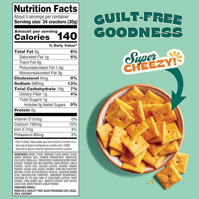Back to Nature - Cheezy Crackers - Seriously Tasty Cheese Flavored Square Crackers - Wheat Flour