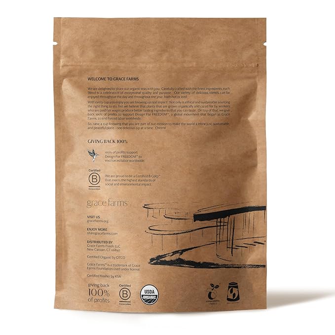 Grace Farms HIBISCUS ORANGE ORGANIC ICED TEA (Twelve 1qt. Brew Bags, 3 Gallons) | Refreshing, Tart