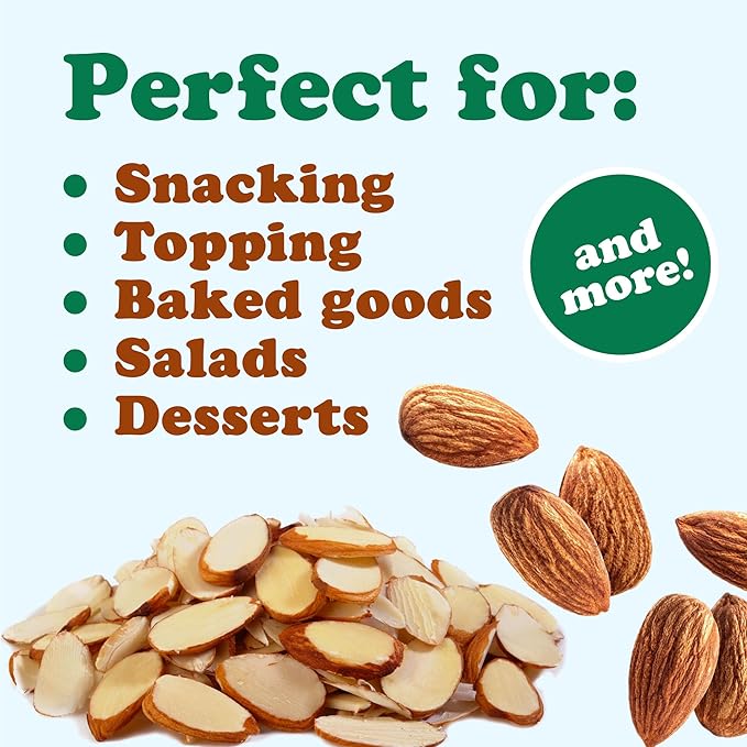 Food to Live Dry Roasted Natural Sliced Almonds with Himalayan Salt, 6 Ounces – Unblanched Nuts