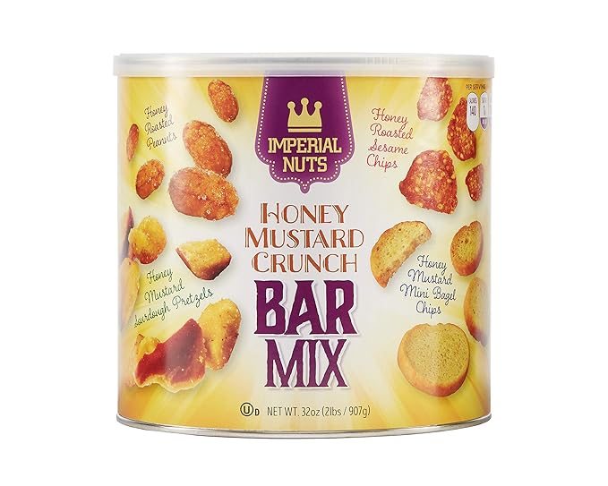 Imperial Mixed Nuts Bar Mix ??32 oz ??Honey Mustard Snack Mix with Sourdough Pretzels, Peanuts