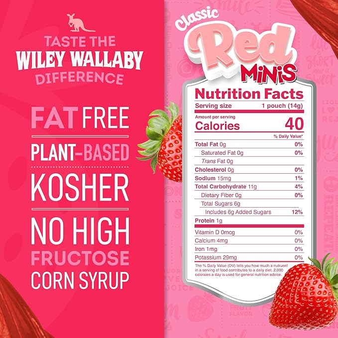 Wiley Wallaby Mini Licorice Bites 0.5 Ounce Classic Gourmet Soft & Chewy Australian Classic Red