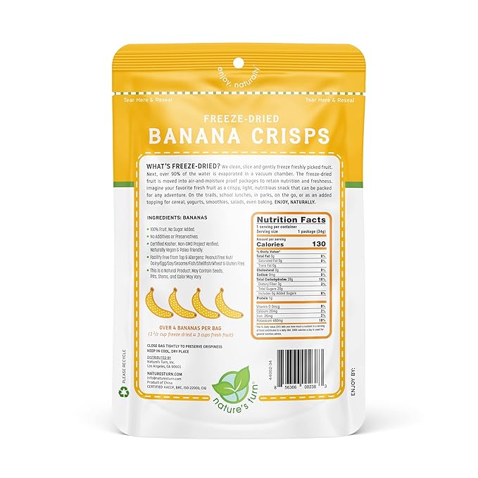 Nature???Turn Freeze-Dried Fruit Snacks, Banana Crisps, Pack of 2 (1.2 oz Each)