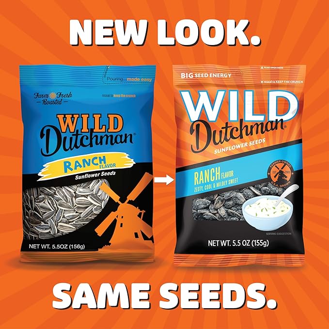 Wild Dutchman, Roasted Sunflower Seeds, Mouth Friendly Recipe for All Day Snacking, Ranch, 5.5 oz