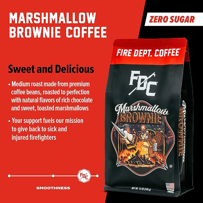 Fire Department Coffee - Gives Back to Firefighters - Marshmallow Brownie Coffee Beans - Roasted in