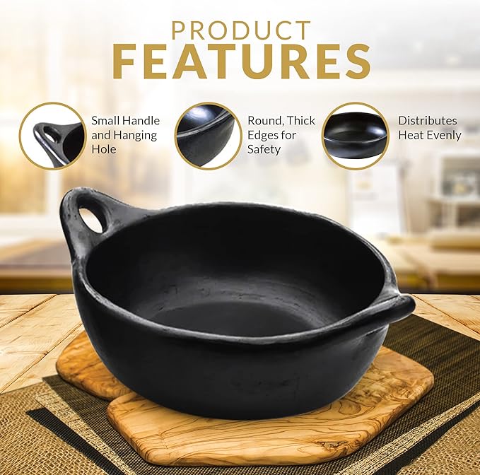 Chamba Black Clay Oval Roaster – Gift for Men & Women – Handcrafted Clay Serving Dish for Baking