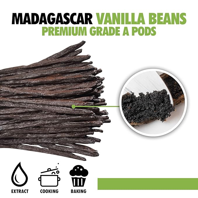 4oz Organic Madagascar Vanilla Beans Grade A. Certified USDA Organic. 6"-8" by FITNCLEAN VANILLA.