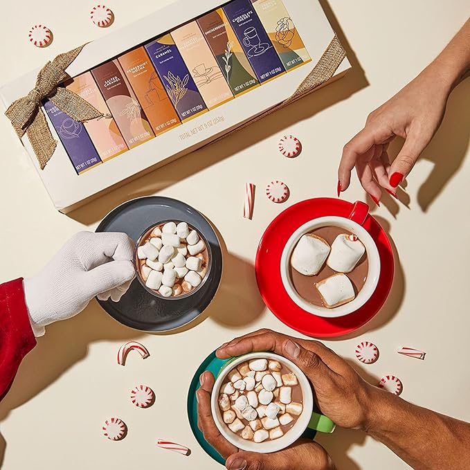 Gourmet Hot Chocolate Gift Set, Flavors Include Salted Caramel, Peppermint, French Vanilla and