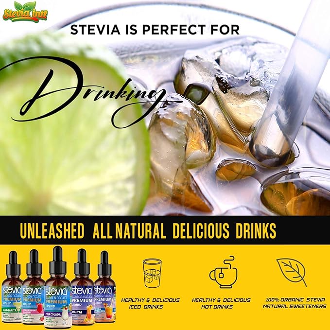 Stevia Intl (Pack of 5) Cocktails Lovers Bundle. Stevia Liquid Drops with 5 Flavors. All Naturally