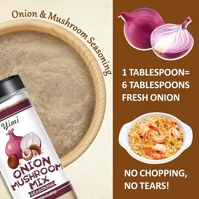 Yimi Onion and Mushroom Seasoning Mix, Umami Flavor, Finely Ground Powder for Soups, Stews, and