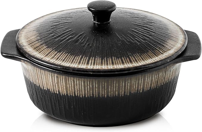 KOOV Ceramic Casserole Dish with Lid Oven Safe, 2 Quart Casserole Dishes, Covered Round Casseroles