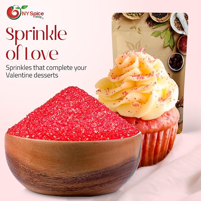 NY Spice Shop Red Sanding Sugar - 3 Pound Sweet Colorful Edible Sprinkles For Candy Dish - Sugar
