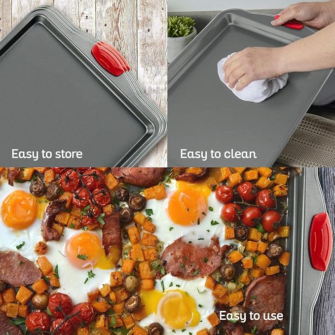 Boxiki Kitchen Nonstick Baking Sheet Pan – Heavy-Gauge Carbon Steel, Warp, Dent, and Rust-Resistant