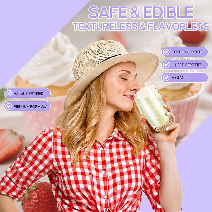 Edible Glitter Spray,2 Colors Iridescent & Iridescent Gold Food Grade Edible Glitter Set for Drink