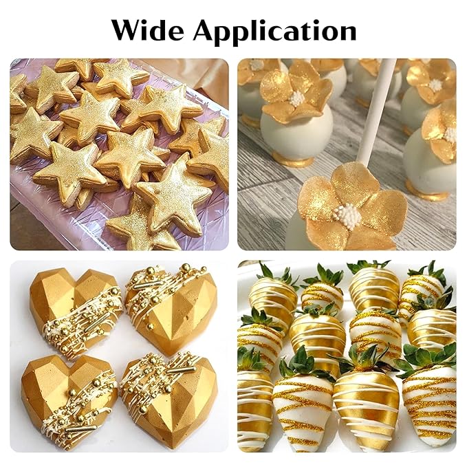 Gold Edible Glitter ??6g Luster Dust Drink Glitter, Food Grade Shimmer Powder for Cocktails, Cakes