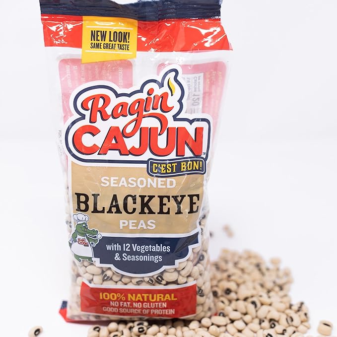 Ragin' Cajun Seasoned Blackeye Beans - 16 oz Pack, Fat-Free, Gluten-Free, Reduced Sodium