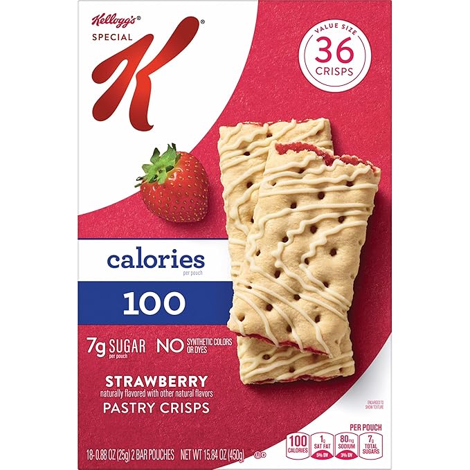 Special K Bar Pastry Crisps, 100 Calories, Breakfast Bars, Value Size, Strawberry, 15.84oz Box (36