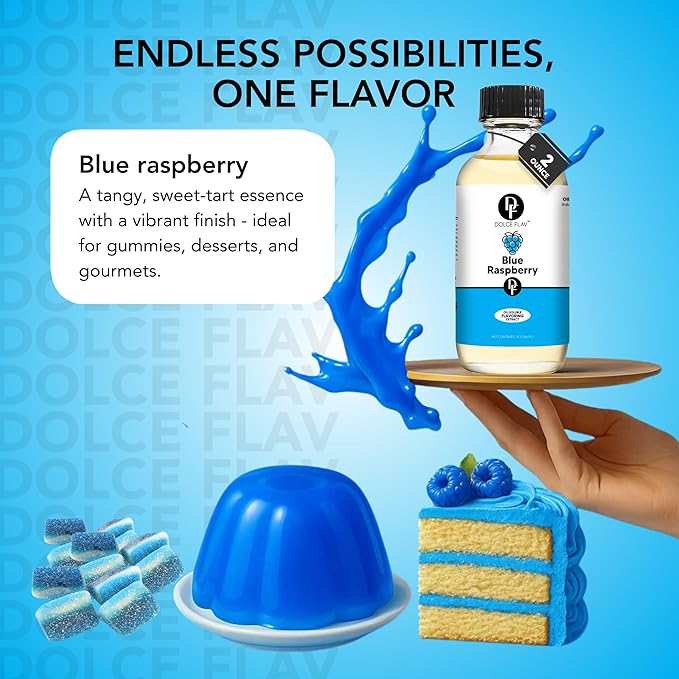Dolce Flav Blue Raspberry Extract ??2 Ounce Oil-Soluble Kosher, Sugar-Free, Concentrated Blue