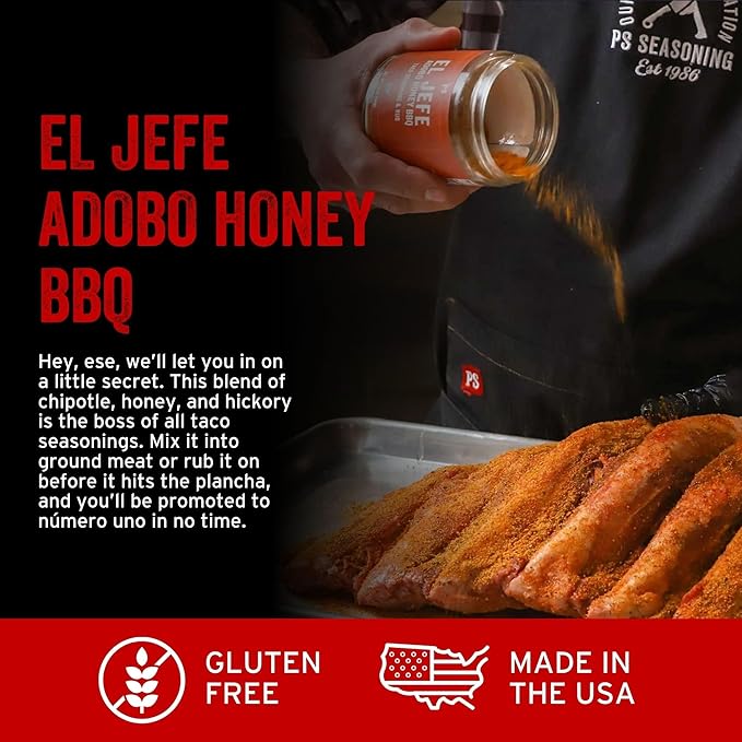 PS Seasoning El Jefe - Adobo Honey Spice Blend & Adobo All-Purpose Seasoning Dry Rub for Tacos