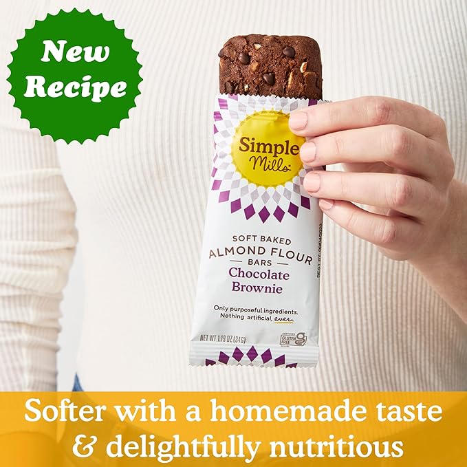 Simple Mills, Bar Almnd Flour Soft Baked Chocolate Brownie 5 Count, 5.99 Ounce