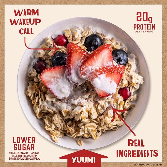 Kodiak Cakes Peak Instant Oatmeal Packets, Berries & Cream, High Protein,100% Whole Grains, 6 box