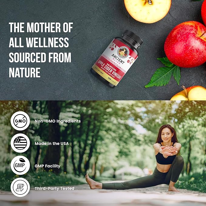 Ancient Bliss Apple Cider Vinegar Organic Capsules with The Mother, Helps Improve Digestion