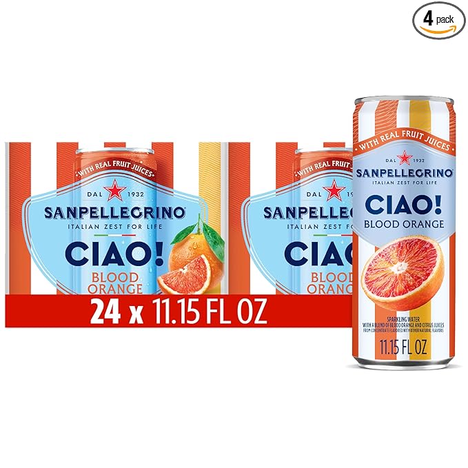 Sanpellegrino CIAO Blood Orange Sparkling Water, Low-Calorie Italian Sparkling Water with Real