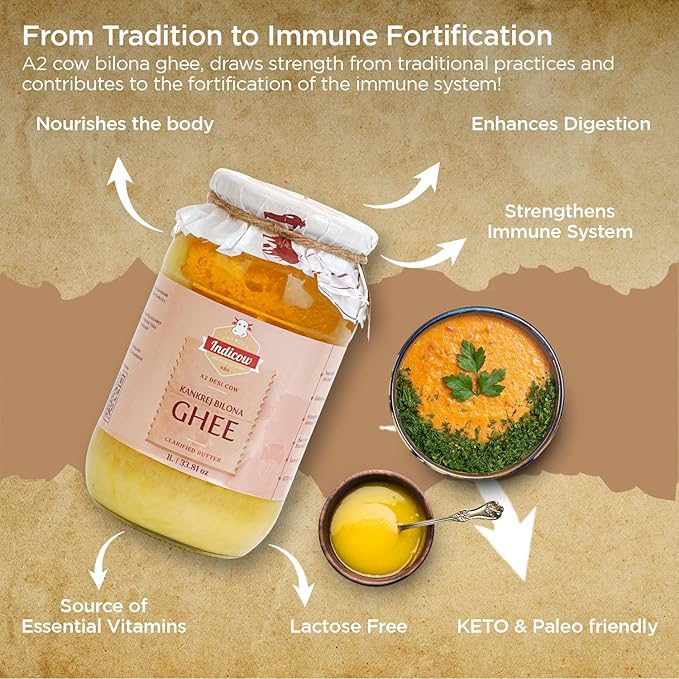 Indicow A2 Desi Kankrej Cow Ghee | Clarified Butter | Grass Fed, Pasture Raised Clarified Butter