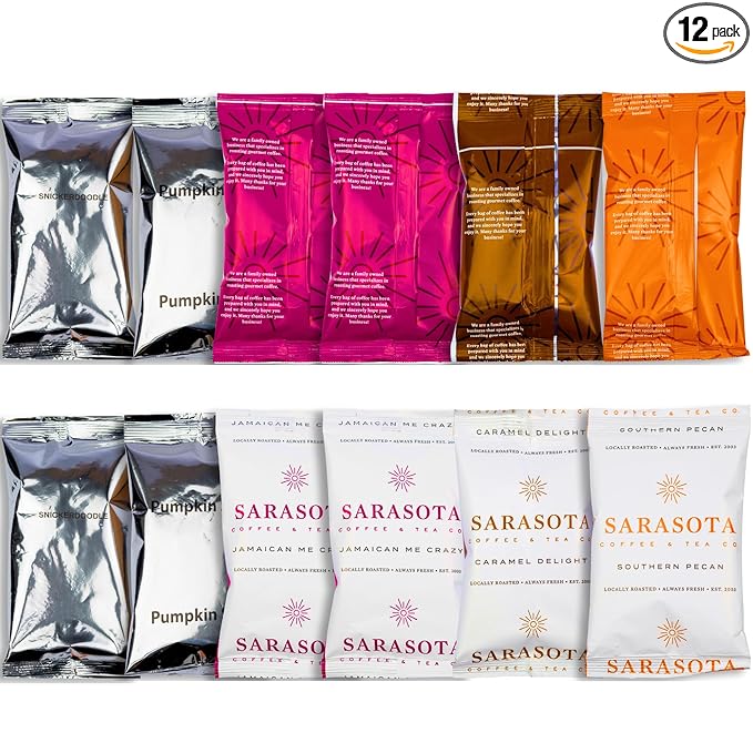 Ground Coffee | Gift Set Sampler Pack Variety Flavored Medium Roast Low Acid Mold Free Pouches |