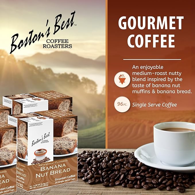 Boston’s Best - Banana Nut Bread Flavored Delicious Gourmet Coffee Compatible with Keurig Coffee