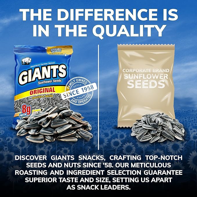 GIANTS Original Sunflower Seeds - Sunflower Seeds to Eat, Sunflower Seeds Bulk, Lightly Salted