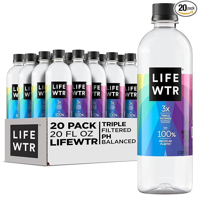 LIFEWTR Premium Purified Water, pH Balanced with Electrolytes, 100% recycled plastic bottles, 20 Fl