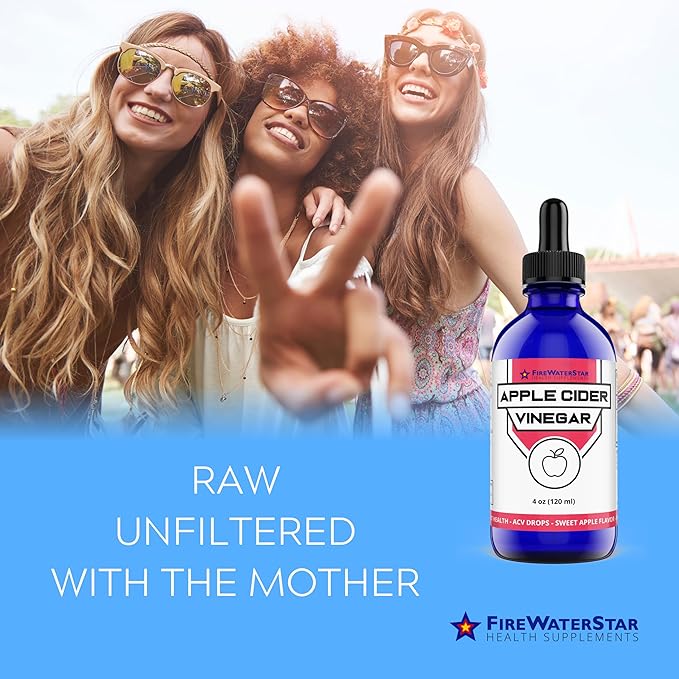 FWS Apple Cider Vinegar - Apple Flavored ACV Supplement Drops - Organic, Non-GMO, Vegan, Keto