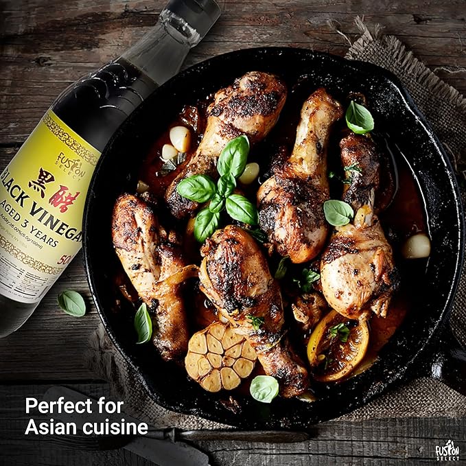 Fusion Select 500ml Chinese Black Vinegar - Authentic Chinkiang Black Vinegar for Cooking, Sauces
