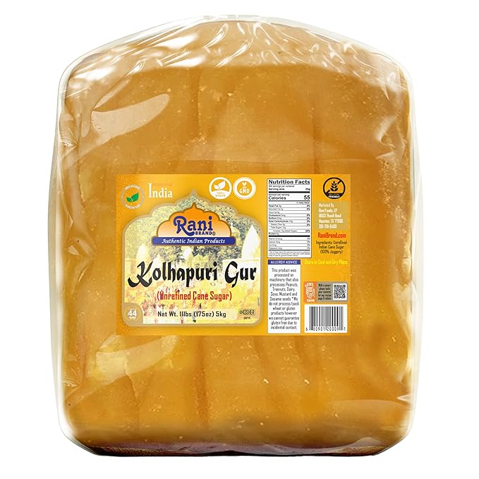 Rani Kolhapuri Gur (Jaggery) 175oz (11lbs) 5kg ~ Unrefined Cane Sugar, No Color added, Gluten