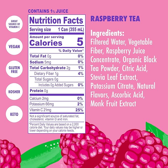 Swoon Raspberry Iced Tea - Sugar Free, Gluten Free, Low Carb, Paleo-Friendly - Flavored Keto Drinks