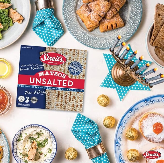 Streit's Unsalted Matzo - Thin & Crispy, Non-GMO, Sodium Free, Low Fat, Vegan, Family Owned, Kosher