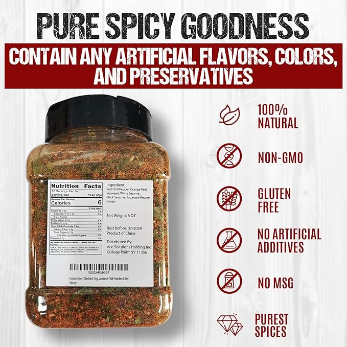 Fusion Select 6 Oz Shichimi Togarashi Seasoning - Japanese 7 Spice Japanese Seasoning Japanese