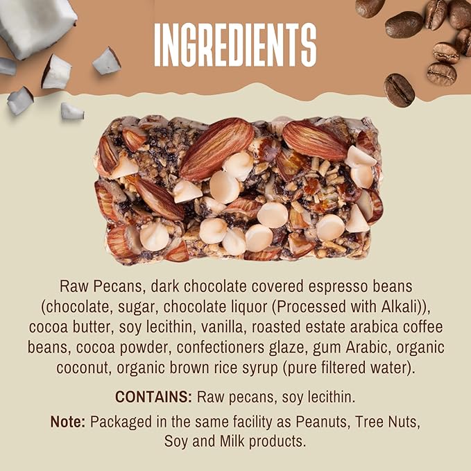 ToYou Chewy Fruit and Nut Bars - Healthy Protein Snacks | Coconut Mocha - 1.41 Ounce (Pack of 12) |