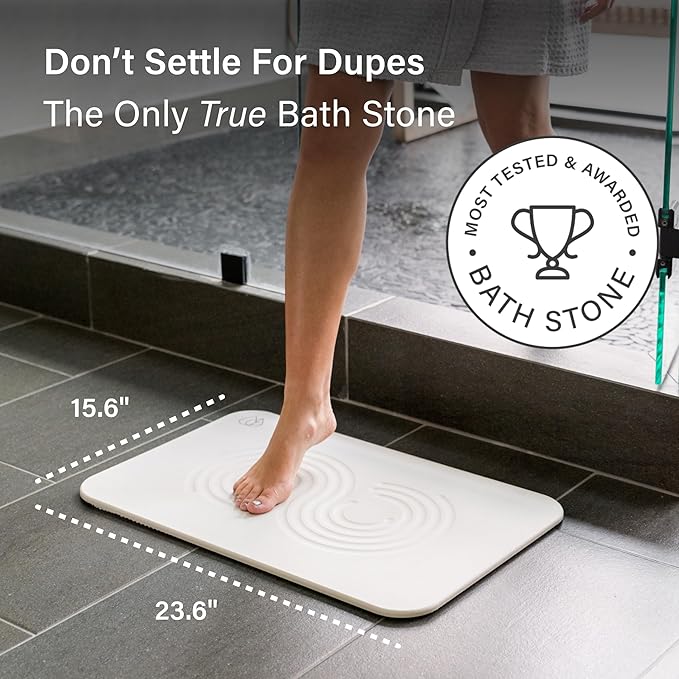 Dorai Home Bath Stone Mat 23.6"x15.4" – Quick-Dry, Non-Slip Diatomite Stone Bath Mat for Bathroom